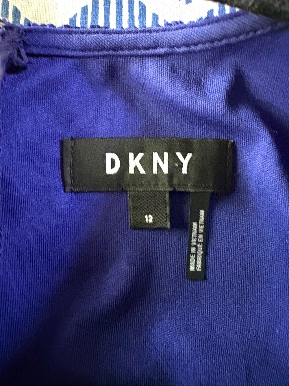 DKNY Blue Mesh Midi Dress Size 12 Fit & Flare Sleeveless A-Line Zip Front - Picture 8 of 9